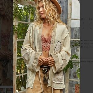 POL “ Keeghan ” POL Cardigan Sweater in Thermal with Patch Detail 79